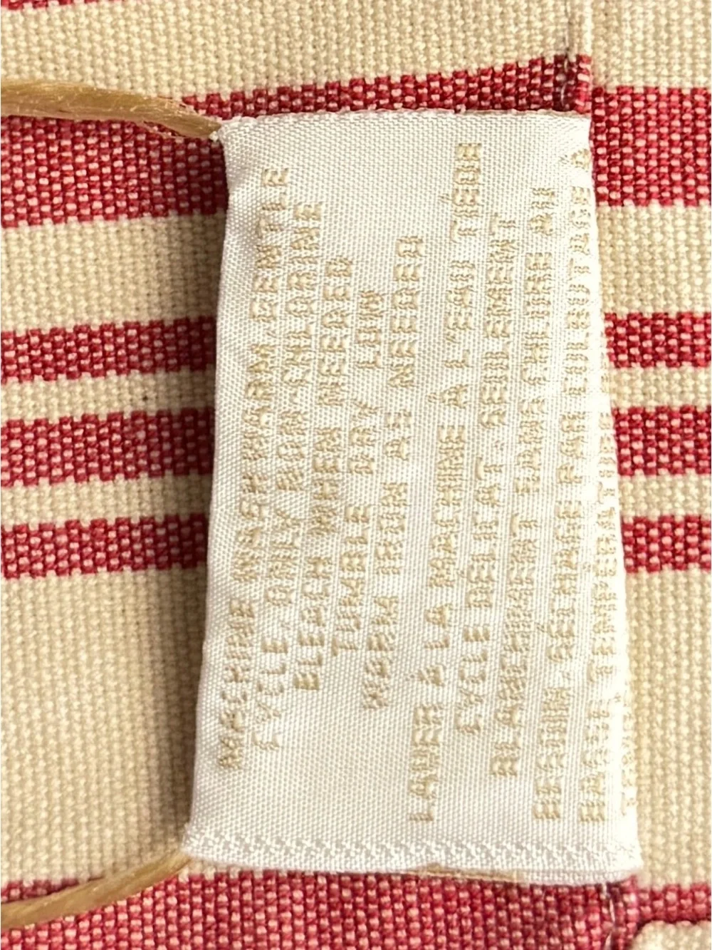 Williams Sonoma Vintage Red/Ivory Cabana Stripe Table Cloth 70” x 70”